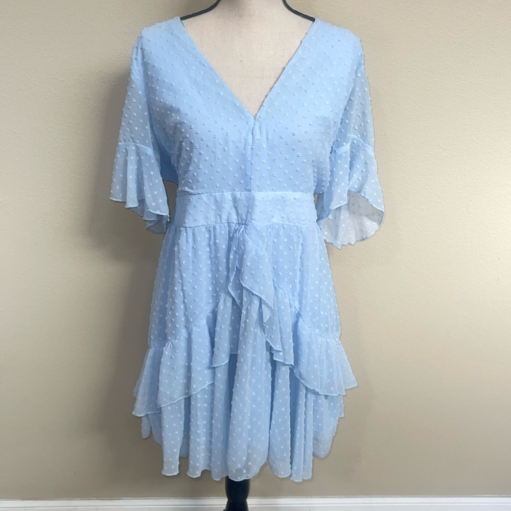 Showpo baby blue ruffle dress